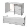 Bed MAXI PLUS NEW white Variant A /teen bed; study desk; cupboard/