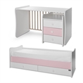 Bed MAXI PLUS NEW white+orchid pink Variant A /teen bed; study desk; cupboard/