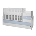 Bed MAXI PLUS NEW white+baby blue /mattress base - level 2/
