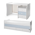 Bed MAXI PLUS NEW white+baby blue Variant A /teen bed; study desk; cupboard/