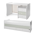 Bed MAXI PLUS NEW white+milky green Variant A /teen bed; study desk; cupboard/