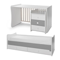 Bed MAXI PLUS NEW white+stone grey Variant A /teen bed; study desk; cupboard/