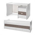 Bed MAXI PLUS NEW white+coffee Variant A /teen bed; study desk; cupboard/