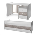 Bed MAXI PLUS NEW white+artwood Variant A /teen bed; study desk; cupboard/