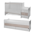 Bed MAXI PLUS NEW white+light oak Variant B /teen bed; baby bed;&cupboard/ *The bed can be used by two children at the sime time