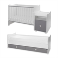 Bed TREND PLUS NEW white+stone grey Variant B /teen bed; baby bed&cupboard/ *The bed can be used by two children at the same time