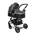 Passeggino ALBA Premium +ADAPTERS con cesta per neonato STEEL Grey