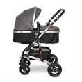 Passeggino ALBA Premium +ADAPTERS con cesta per neonato STEEL Grey